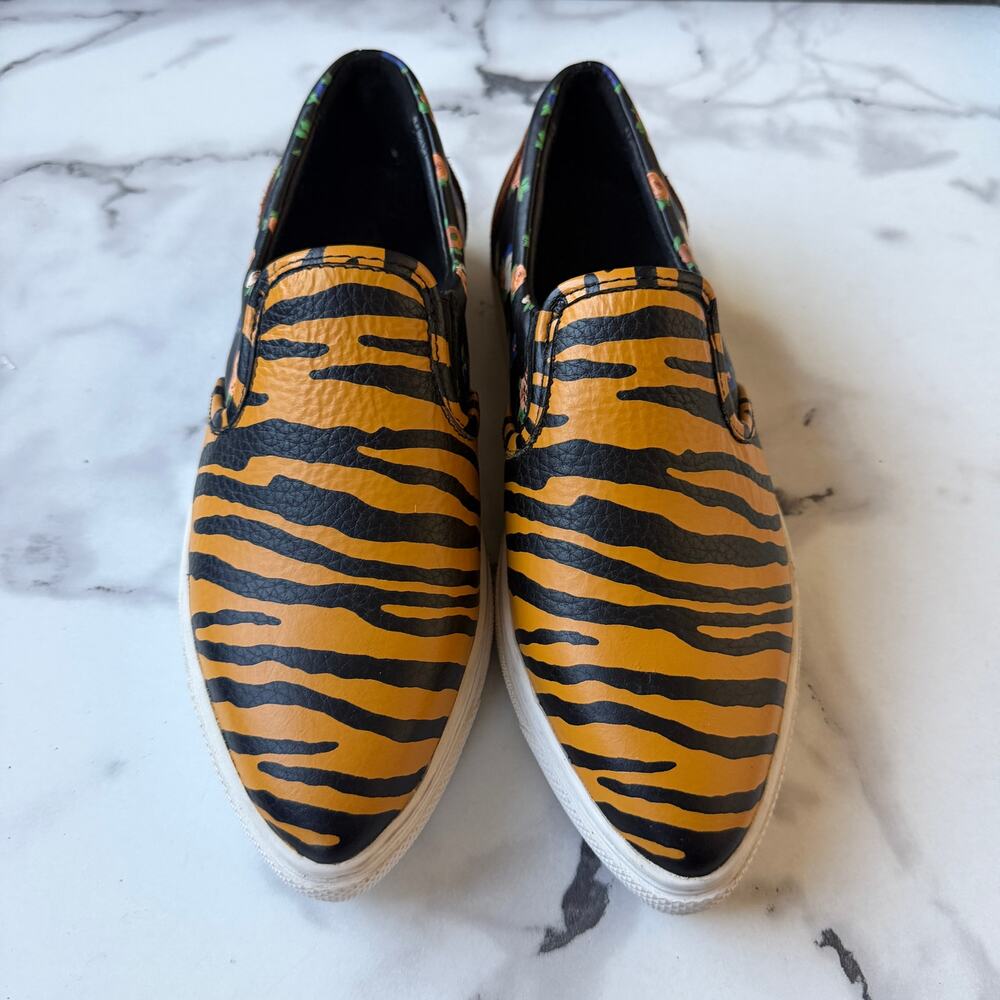 Coach C103 Tiger Floral Leather Slip On Sneakers Size 6 - Picture 3 of 8